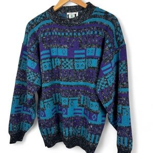 80s Poplar Classics vintage blue and purple sweater